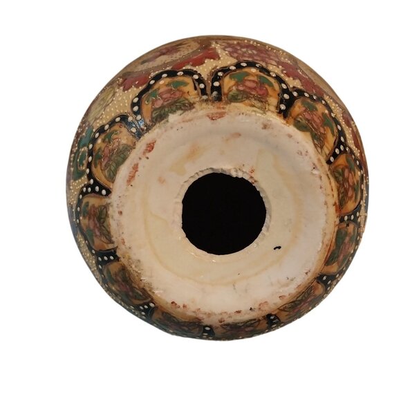 Satsuma Chinese Large Oval Porcelain Display Gold Egg China Moriage Beading - Picture 6 of 8